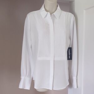 Karl Lagerfeld Classic White Button Down Tuxedo Shirt - Size XS /ECH/TP
